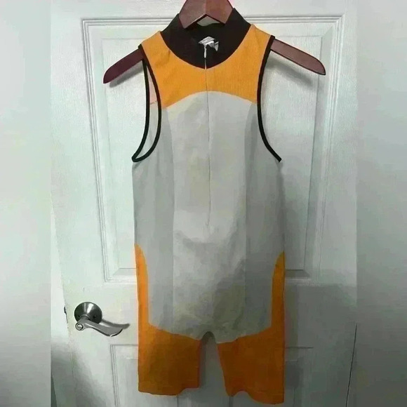 Zara Jumpsuit Biker Women's Color Block High Neck Sleeveless Shorts - Picture 3 of 5